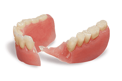 Broken set of dentures